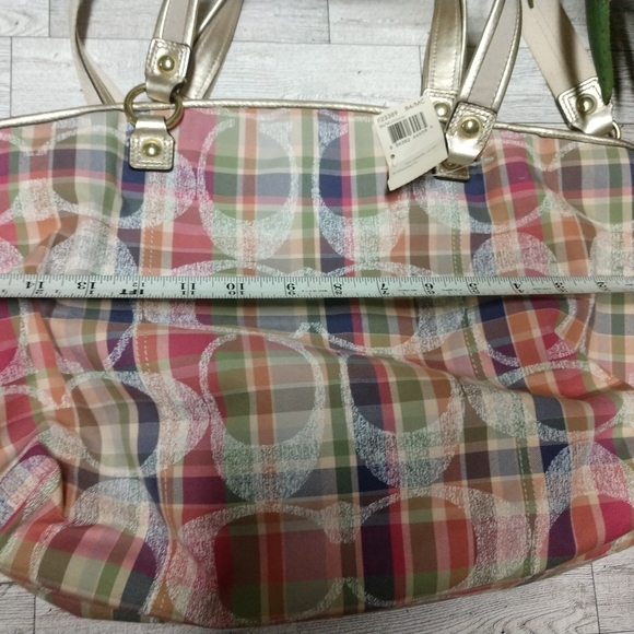 New Coach Poppy ‘Madras’ Plaid Signature C Canvas Tote & Billfold Set WoW!!!! - Picture 2 of 14